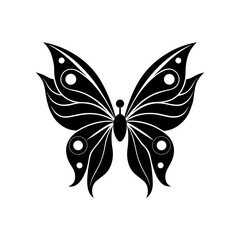 Stylized butterfly icon on transparent background silhouette