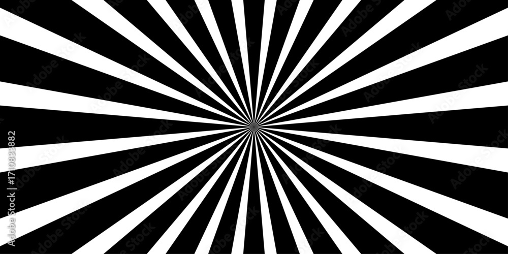 Poster black and white sunburst vector illustration with spiral rays pattern for a vintage retro backdrop d
