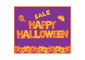 お化けカボチャのハロウィンセールバナーイラスト