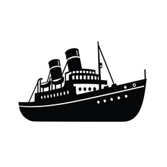 Obraz premium Classic steamship design with prominent smokestacks a striking black silhouette