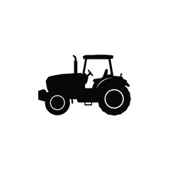 A simple black tractor graphic illustration clearly defined as a silhouette