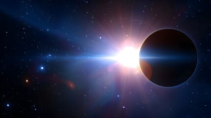 Naklejka premium Distant exoplanet transiting its star seen from Earth