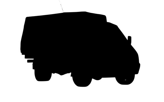 a black silhouette of a gazel truck on a transparent background, black, car, silhouette, truck, van