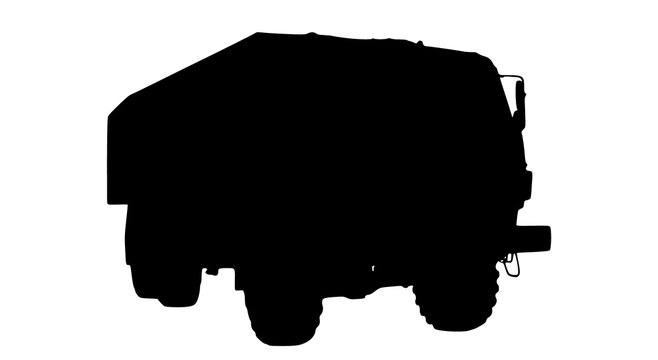 a black and white silhouete kamaz car