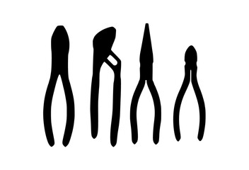 closeup of various pliers and tools,studio photography,highly detailed,black and white,minimalist,sharp focus
