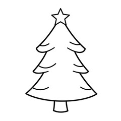 Simple black and white christmas tree drawing a festive holiday silhouette