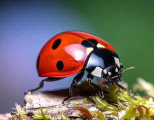 Close-up of a ladybug on a branch