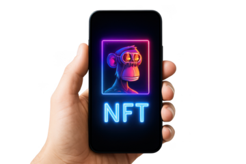 NFT artwork on phone display