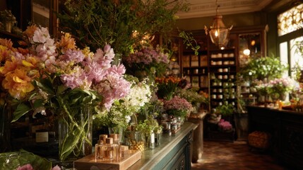 Fototapeta premium Relaxing atmosphere in a fragrant flower shop