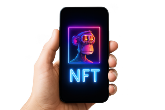NFT artwork on phone display