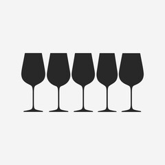  A set of wine glasses Vector Illustration focuses on simplicity, elegance, and ease of recognition. Vector Sign for Banner, Logos, Labels, and Icons.