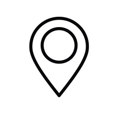 Simple black and white location marker icon with a clean outline silhouette