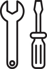 Wrench and screwdriver tools icon line art