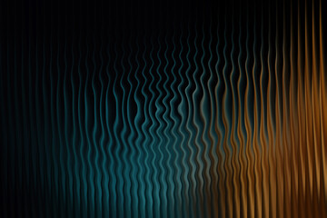 Abstract wavy vertical lines with a gradient of blue to orange and dark background