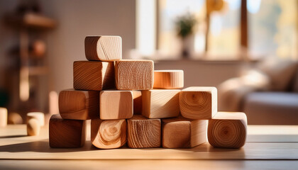 Wooden Stacking Logs Game With Cozy Textures Warm Natural Colors And A Creative Play Design