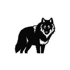 A majestic wolf stands powerfully showcasing its form in silhouette