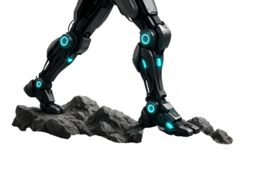 Robotic legs standing on rock