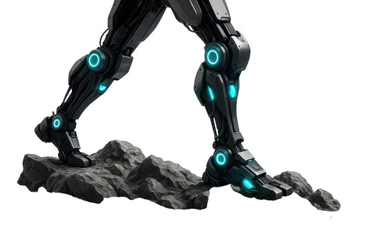 Robotic legs standing on rock