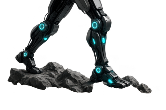 Robotic legs standing on rock