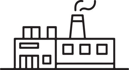 Simple line art icon of a factory building