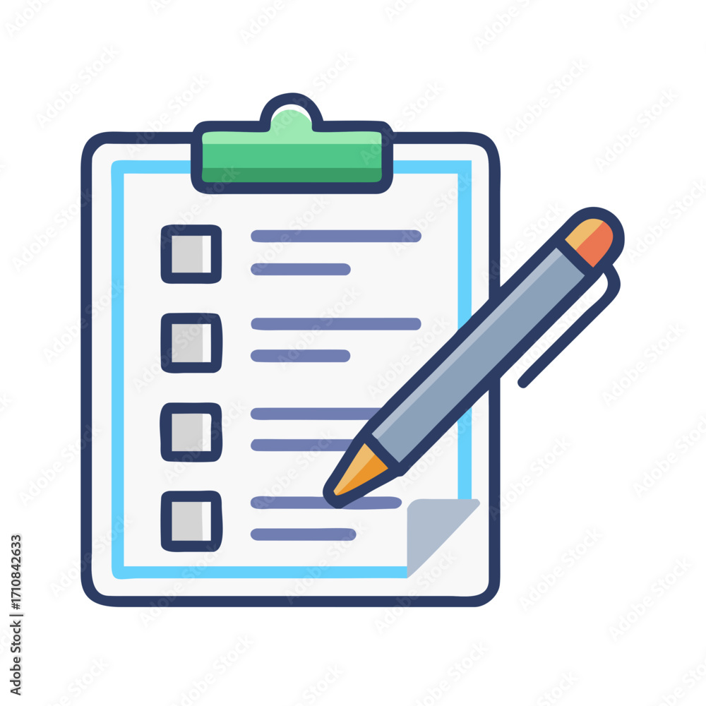 Poster clipboard checklist task list with pen vector illustration for project management and organization t