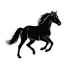 Elegant black horse in a dynamic pose a striking silhouette