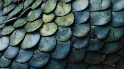 Fototapeta premium Ethereal Scale: A close-up shot of a shimmering, iridescent scale pattern, reminiscent of ancient wisdom, evoking a sense of mystery and fantasy.