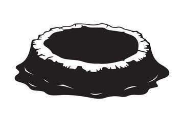 Black and white illustration of a hollow tree stump with rough edges