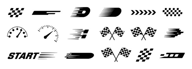 Collection of Racing and Speed-Related Icons and Graphics