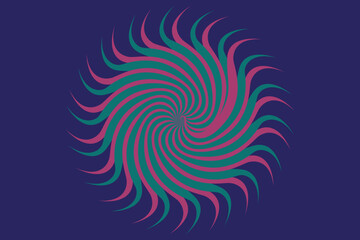 Hypnotic Spiral Vortex with Teal and Magenta Swirls on Purple Backdrop
