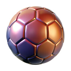 3d icon of a metallic soccer ball isolated on transparent background