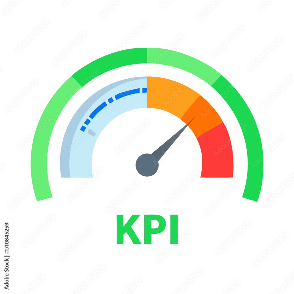 Aufkleber kpi dashboard gauge vector illustration for performance measurement and business analytics indicator
