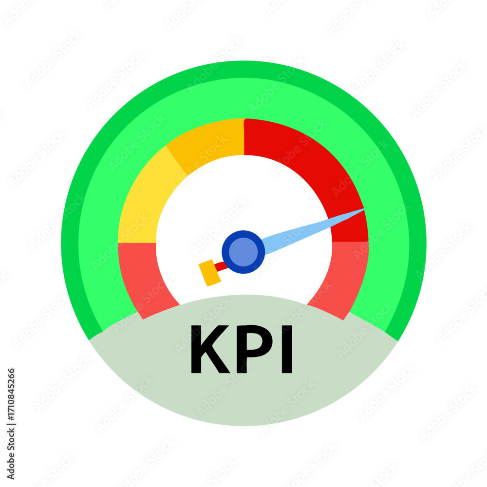 Poster kpi dashboard performance indicator speedometer gauge vector illustration and business measurement c
