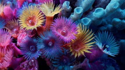 Vibrant Underwater Coral Reef Photography Capturing Marine Life in Rich Colors and Textures