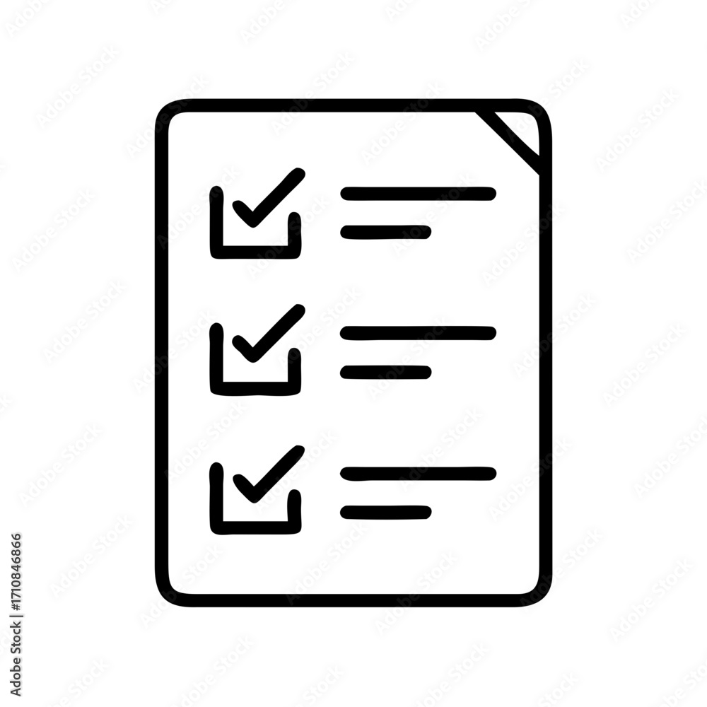 Poster Checklist document task list with check marks and lines for web and print design vector illustration