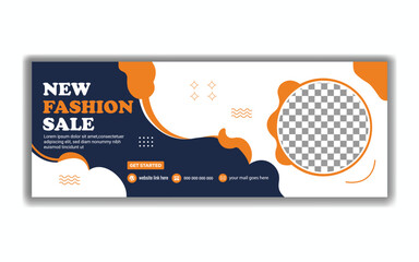 Modern Fashion Sale Facebook Cover Banner  Orange Discount Promotion Vector Design