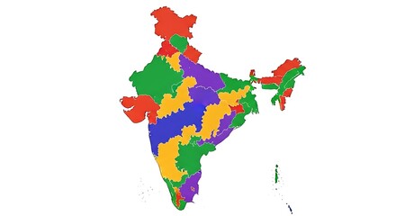 Obraz premium Colorful Political Map of India States and Territories.