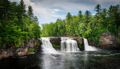 Fototapeta premium Victoria Falls On Black River In Washago Ontario Offers A Serene Natural Escape With Lush Forests And Pristine Waters