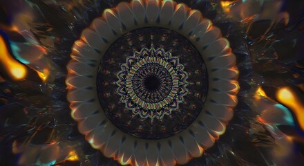 Decorative Abstract Wallpaper with Vibrant Geometric Symmetry