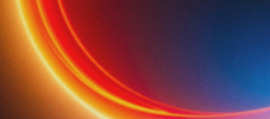Abstract circular design with glowing red and orange arcs against a dark blue background, suggesting a cosmic or energetic phenomenon