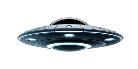 Futuristic glowing alien spacecraft hovers with advanced technology and mysterious interstellar design