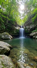 Fototapeta premium Emerald Veil's Embrace