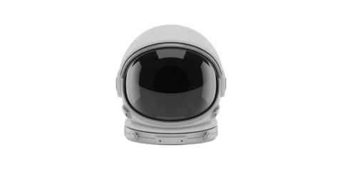 Sleek white astronaut helmet with reflective visor, ready for space exploration and scientific discovery