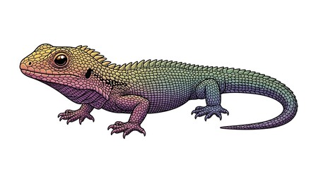 Obraz premium Colorful Tuatara Lizard Reptile Illustration Isolated on White.