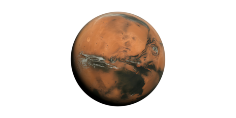 Stunning view of Mars planet with intricate surface details showing exploration potential