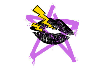 a Retro grunge rock and roll music sticker with transparent background © Rebelion