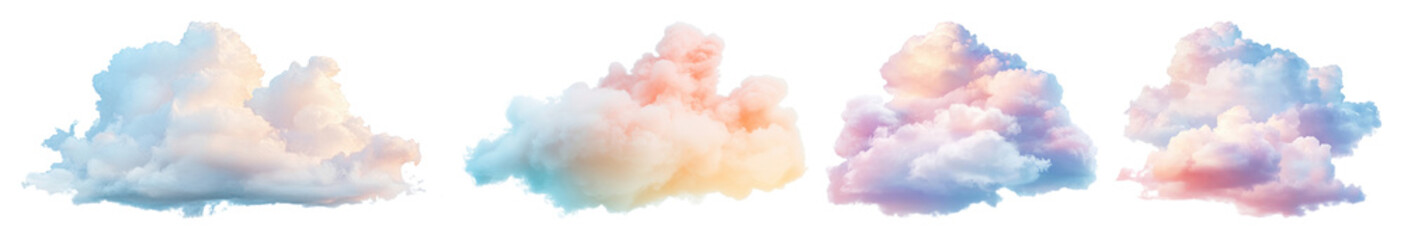Fototapeta premium PNG Pastel clouds floating peacefully, element set on transparent background