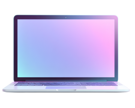  transparent background laptop mockup with a purple and blue gradient