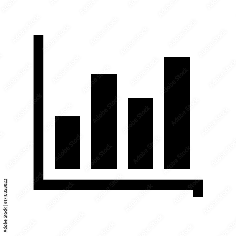 Poster analyze business data with bar chart diagram showing statistics and growth performance in black and 