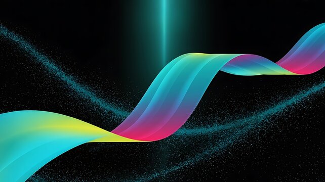 Abstract Colorful Swirling Ribbon Design; Futuristic, Dynamic, and Energetic Background.